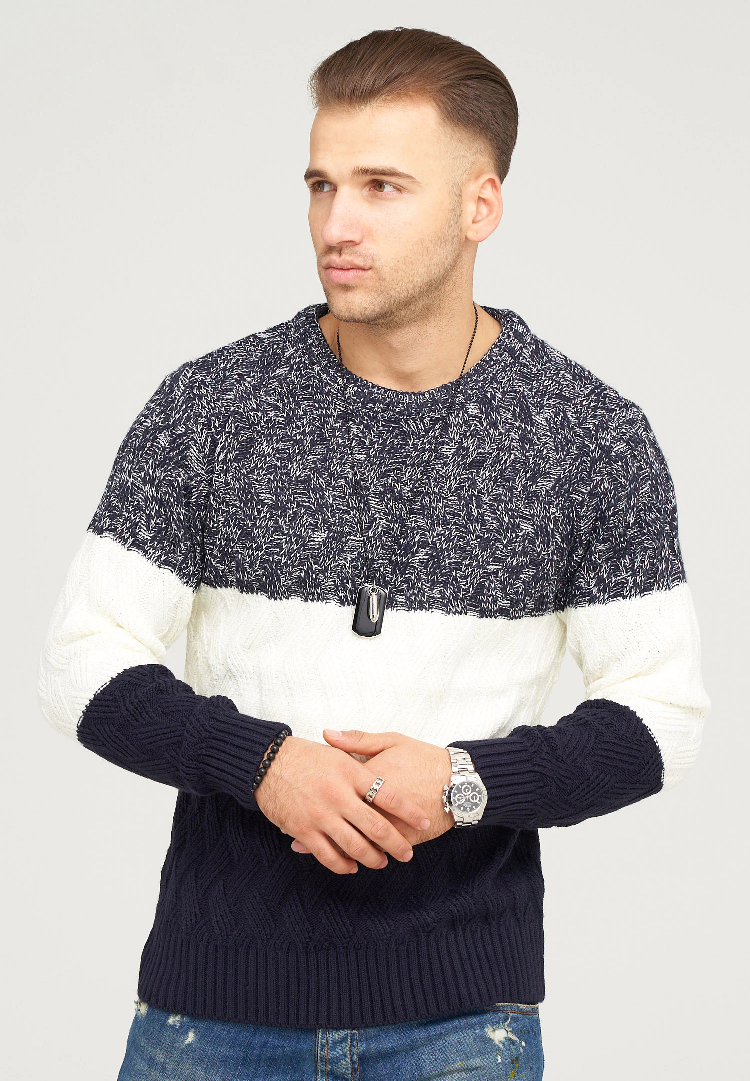 behype Strickpullover "DAVAY", im Colour-Block-Stil günstig online kaufen