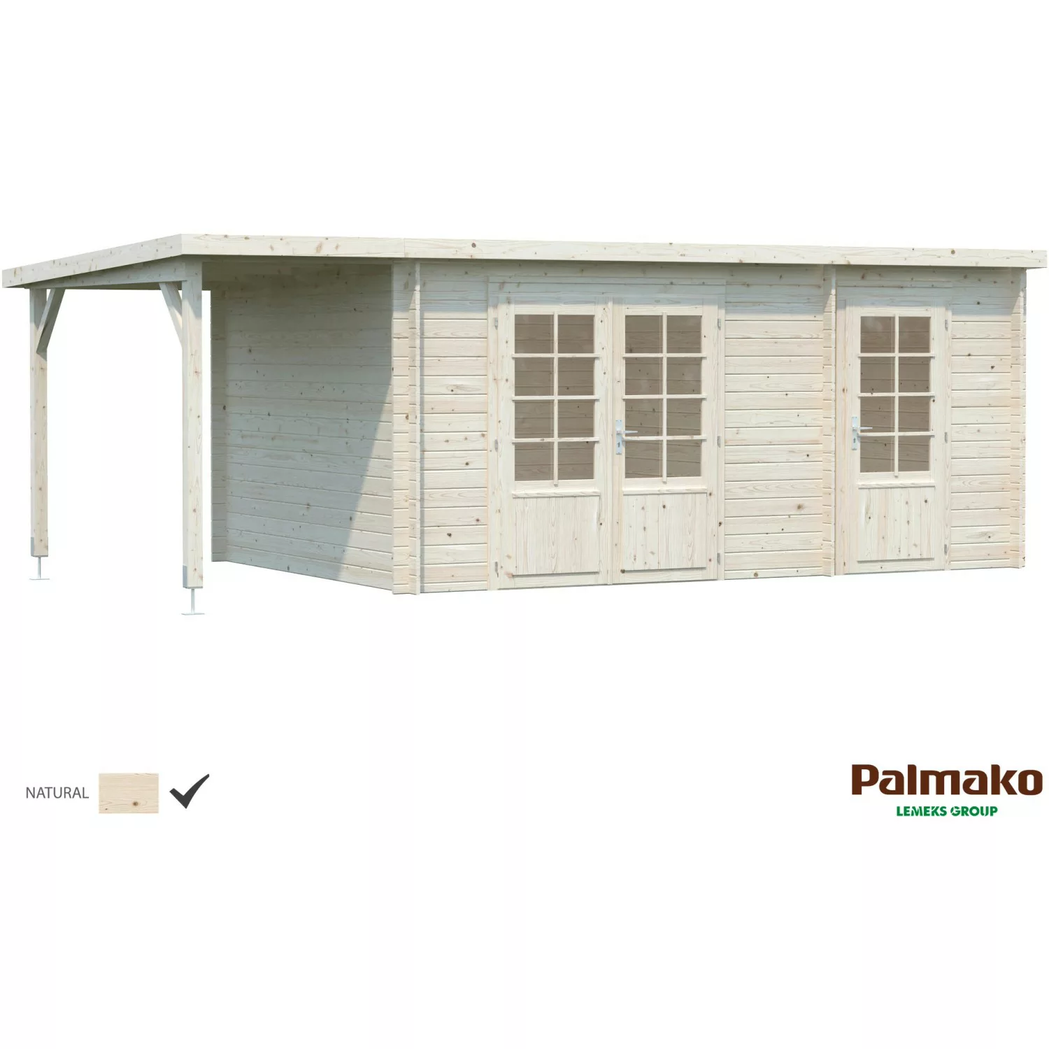 Palmako Ella Holz-Gartenhaus Natur Pultdach Unbehandelt 610 cm x 300 cm günstig online kaufen