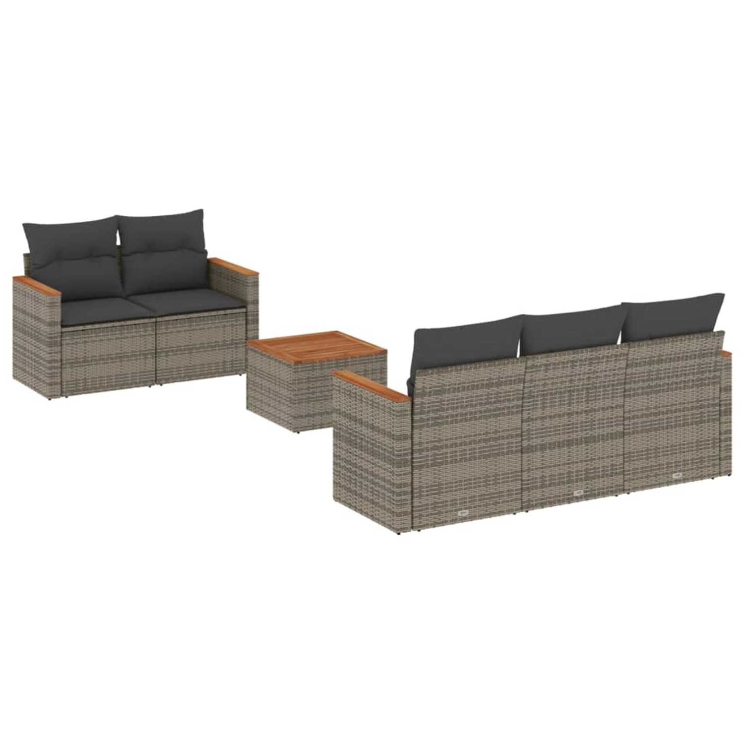 vidaXL 6-Tlg Garten-Sofagarnitur mit Kissen Grau Poly Rattan 3225787 günstig online kaufen