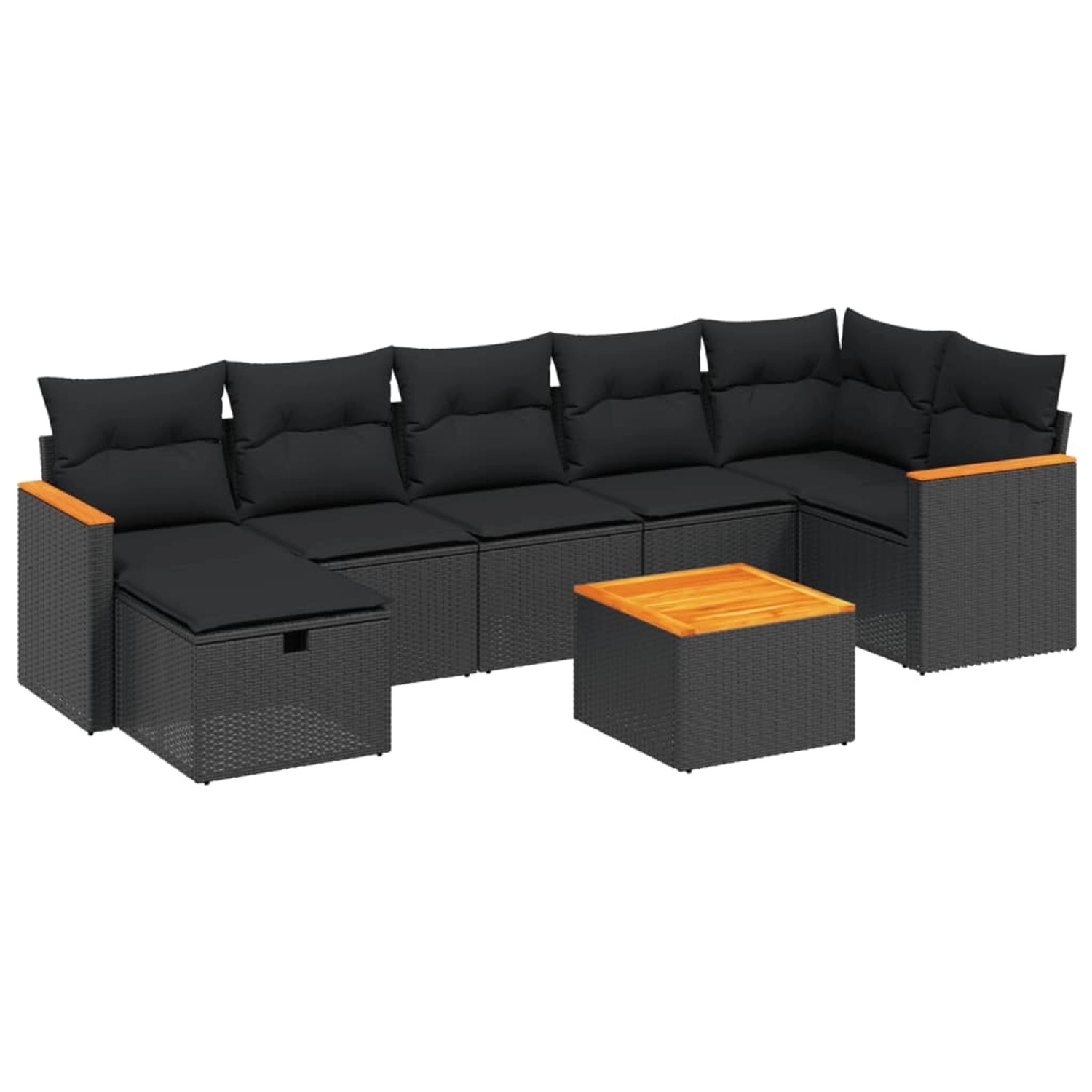 vidaXL 8-tlg Garten-Sofagarnitur mit Kissen Schwarz Poly Rattan Modell 116 günstig online kaufen