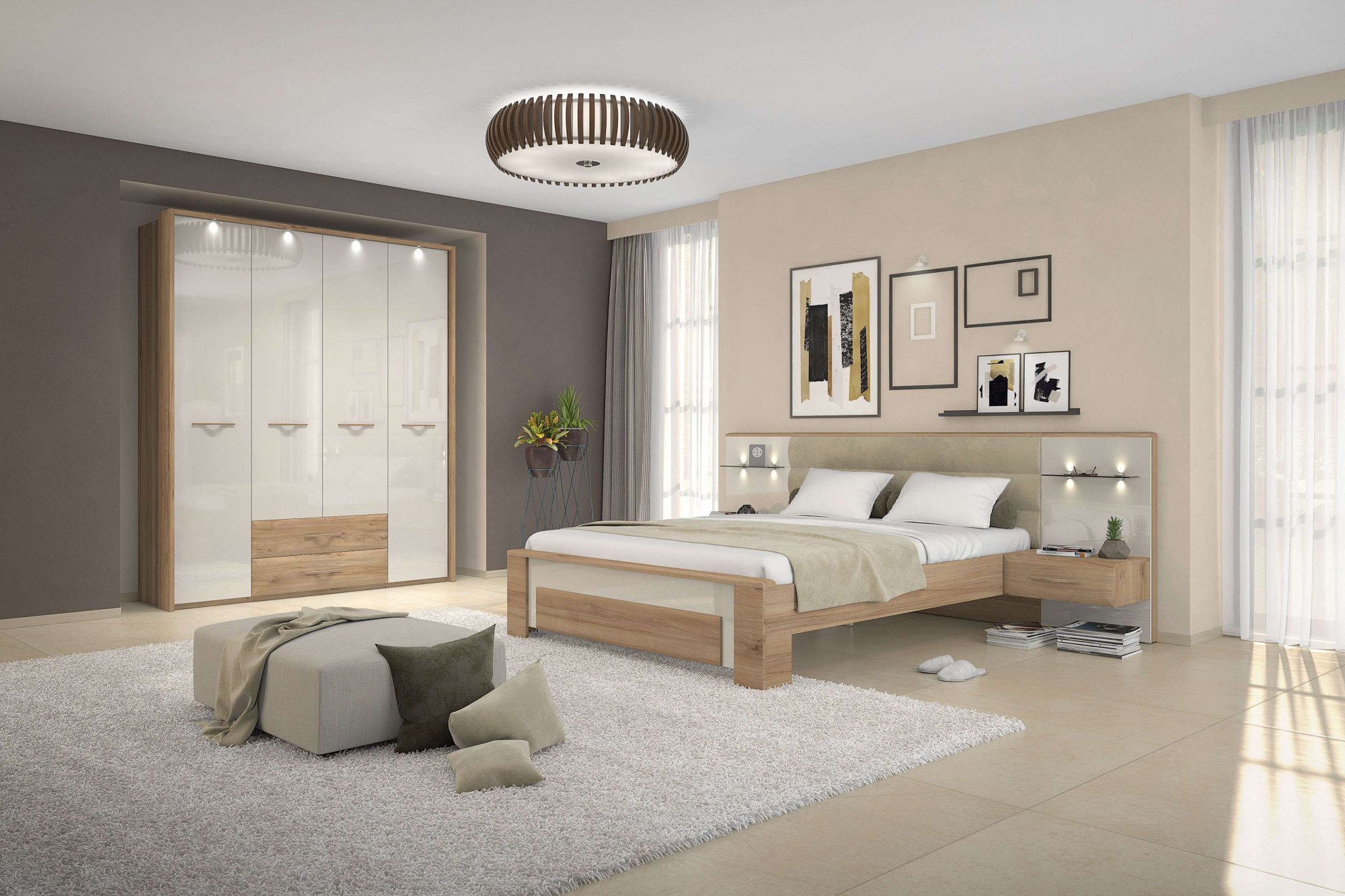 Home affaire Kleiderschrank "Gala, beige hochglänzend UV lackiert, kratzfes günstig online kaufen