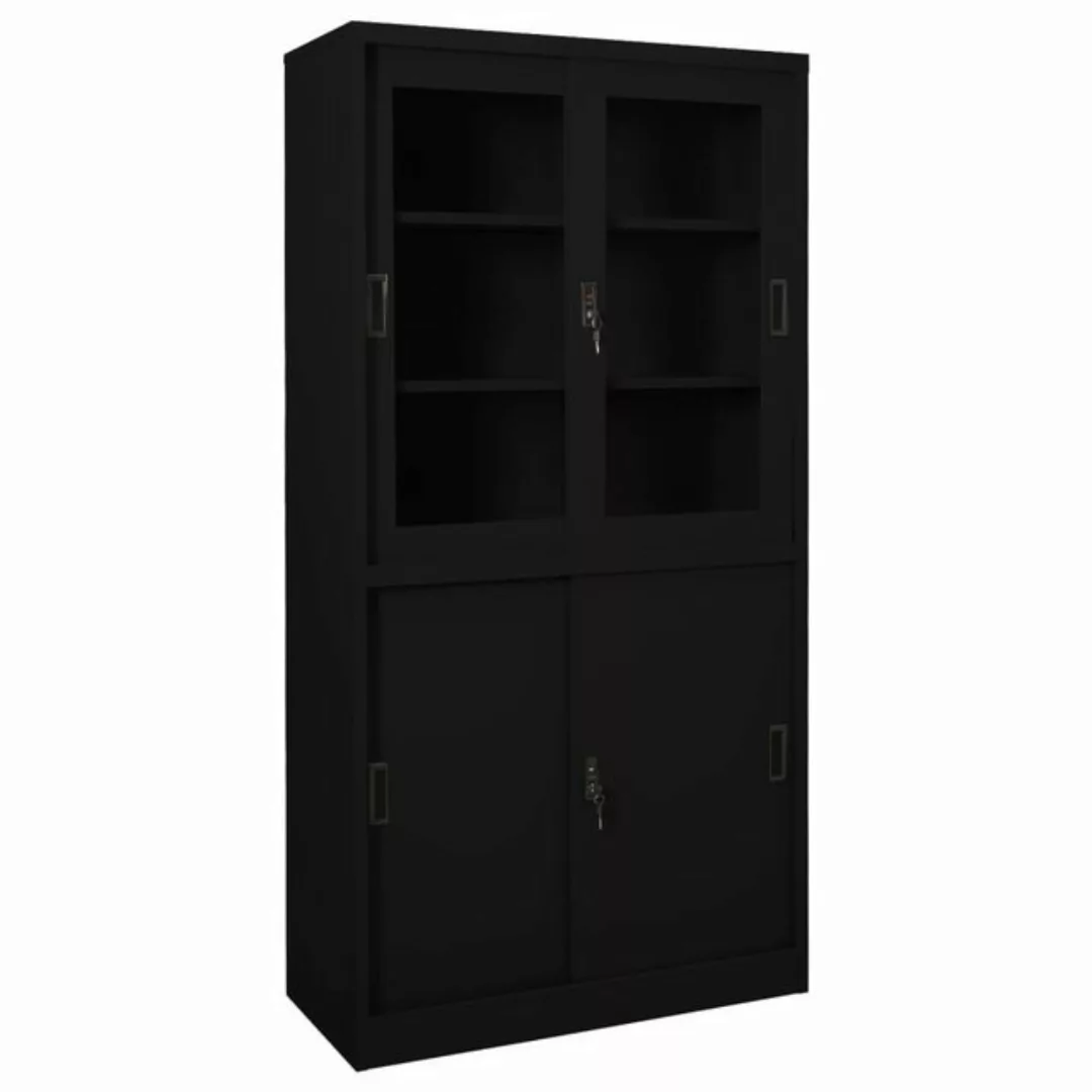 vidaXL Aktenschrank Büroschrank mit Schiebetür Schwarz 90x40x180 cm Stahl ( günstig online kaufen