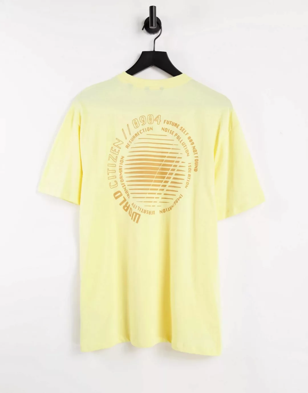 Only & Sons – Oversize-T-Shirt aus Bio-Baumwolle in Gelb mit Rückenprint günstig online kaufen