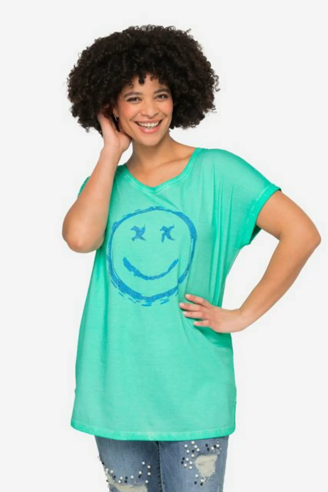 Angel of Style Rundhalsshirt T-Shirt oversized Smiley Rundhals günstig online kaufen