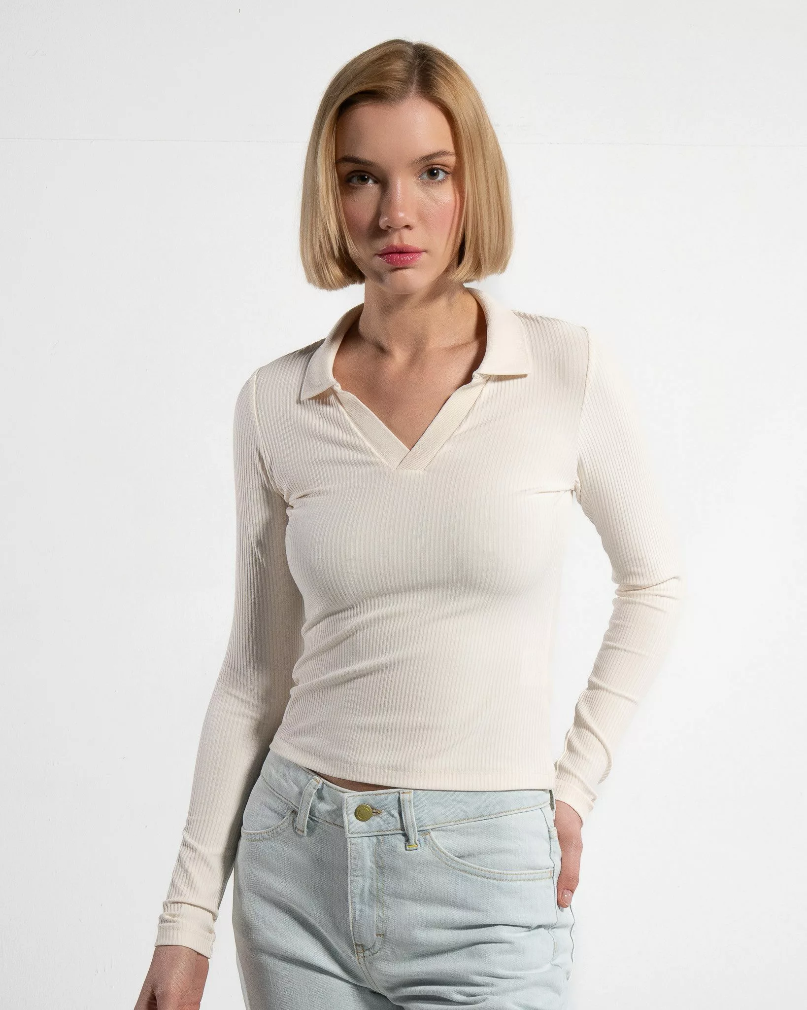 GORG Langarmbluse Damenbluse mit Rippenstruktur aus günstig online kaufen