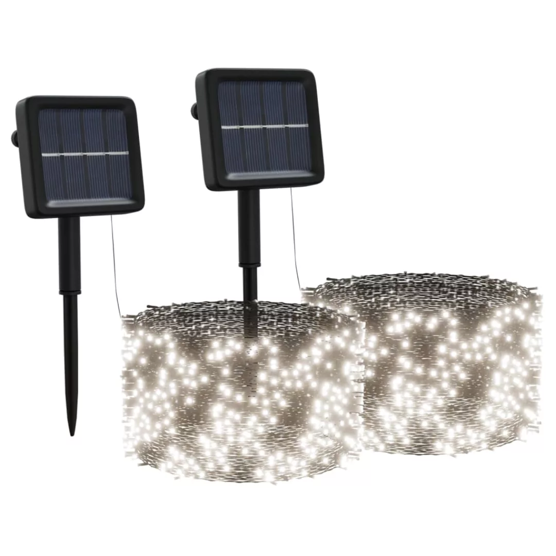 Solar-lichterketten 2 Stk. 2x200 Led Kaltweiß Indoor Outdoor günstig online kaufen