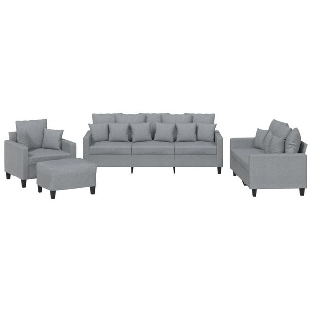 vidaXL Sofa Sofagarnitur Set mit Kissen Stoff, 4-tlg., Hellgrau günstig online kaufen