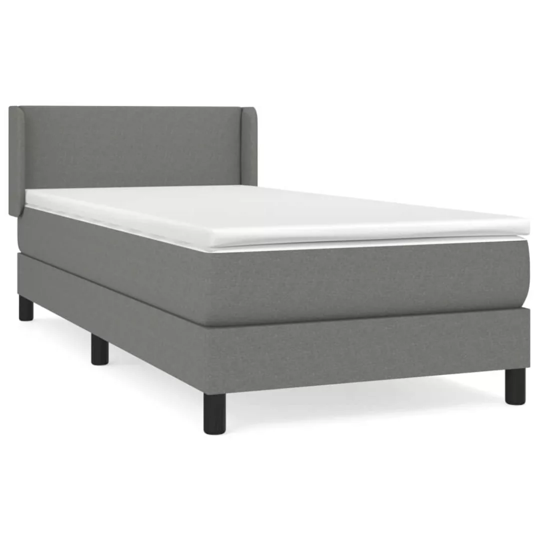 Vidaxl Boxspringbett Mit Matratze Dunkelgrau 100x200 Cm Stoff günstig online kaufen