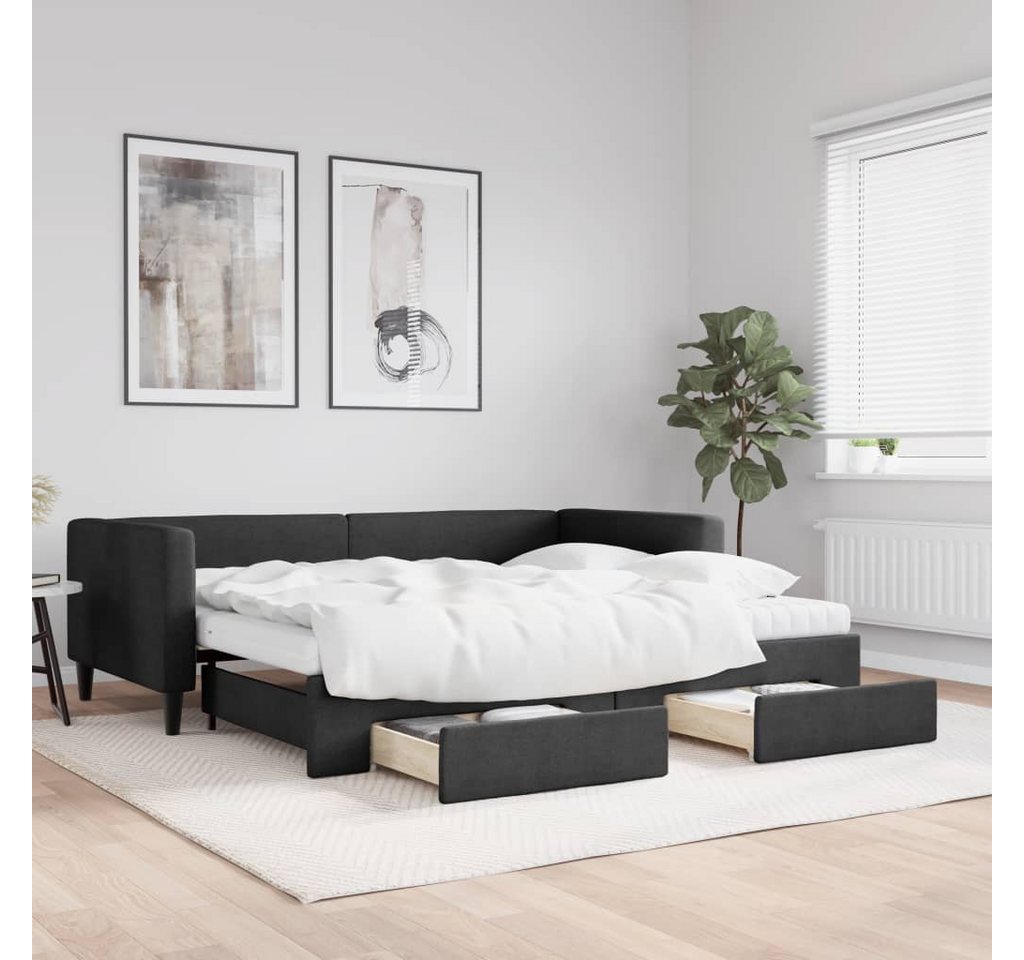 vidaXL Gästebett Gästebett Tagesbett Ausziehbar mit Schubladen Schwarz 90x1 günstig online kaufen