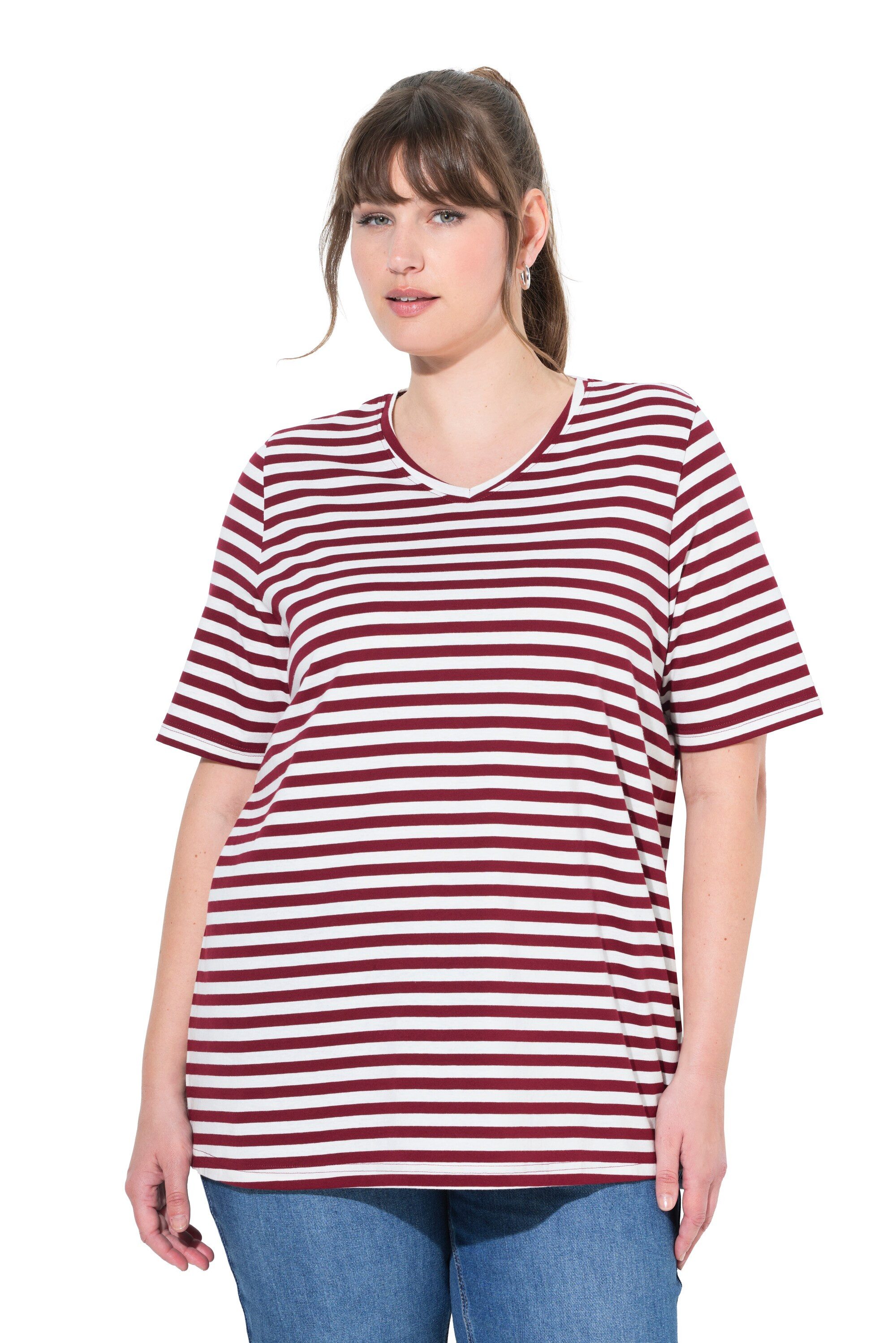 Ulla Popken T-Shirt T-Shirts 2er-Pack Ringel/uni günstig online kaufen