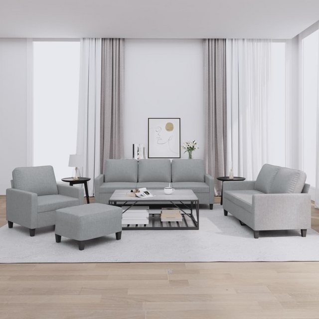 vidaXL Sofa 4-tlg. Sofagarnitur mit Kissen Dunkelgrau Stoff günstig online kaufen