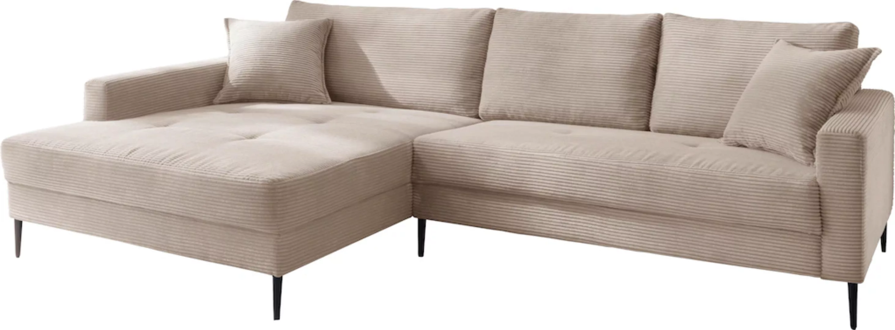 Trends by HG Ecksofa "Summer L-Form", in Cord-Stoff mit Metallfuß günstig online kaufen