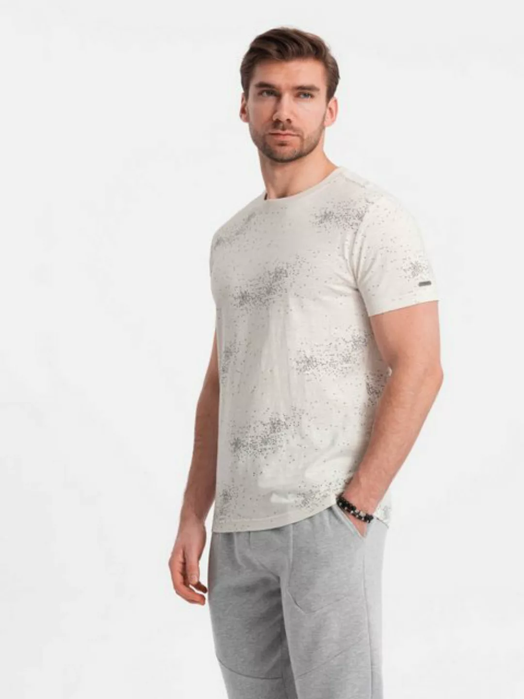 OMBRE Print-Shirt Herren-T-Shirt mit Volldruck und eingestreuten Buchstaben günstig online kaufen