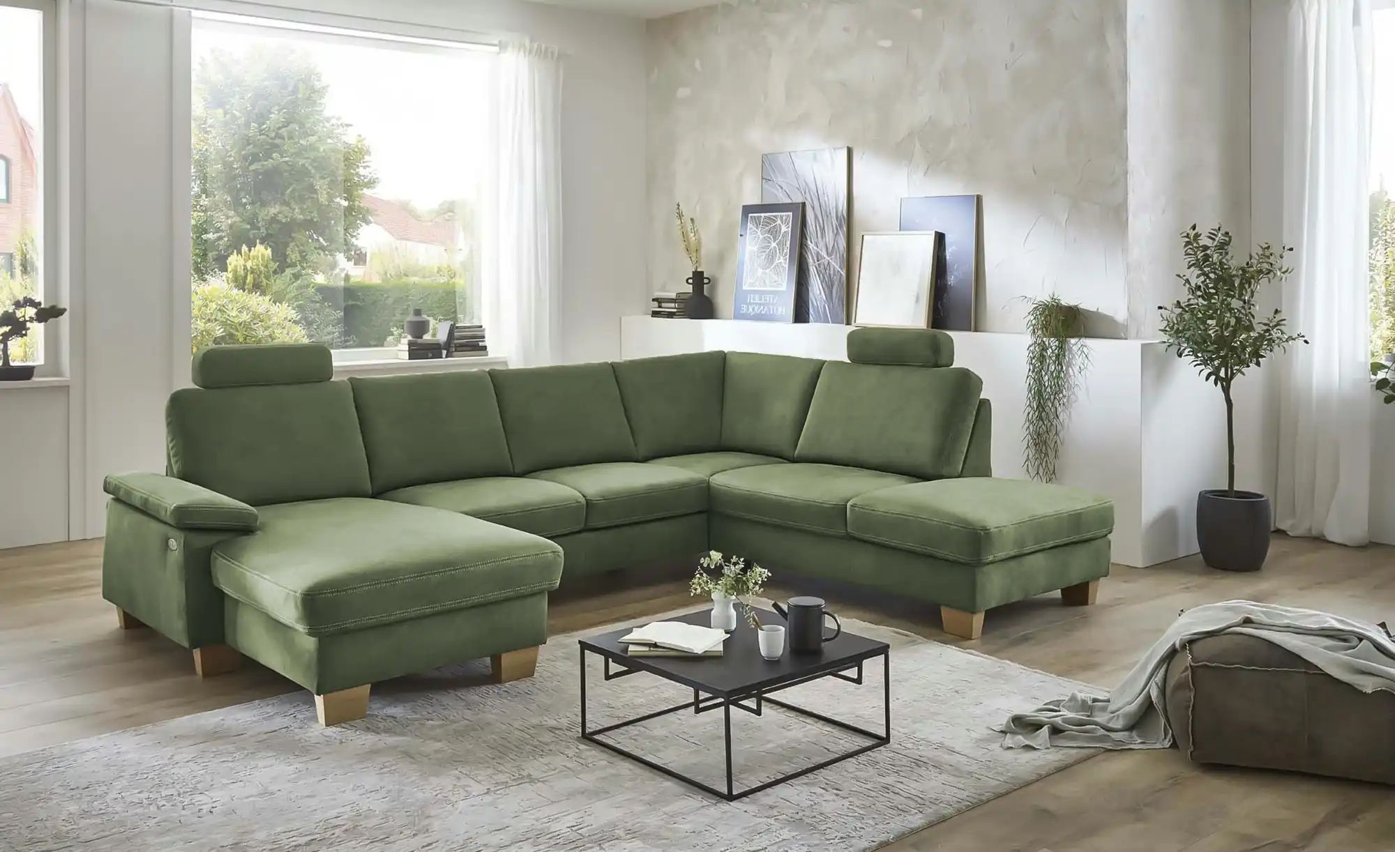 meinSofa Wohnlandschaft  Samu ¦ grün ¦ Maße (cm): B: 316 H: 90 T: 235 Polst günstig online kaufen