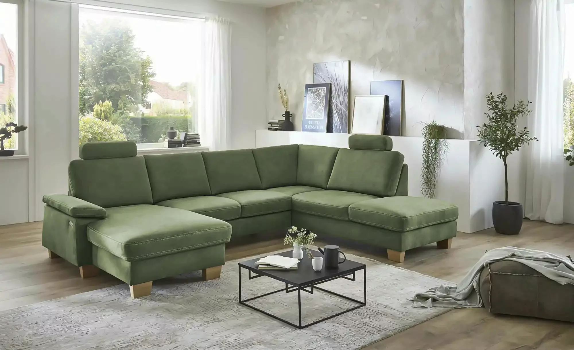 meinSofa Wohnlandschaft  Samu ¦ grün ¦ Maße (cm): B: 316 H: 90 T: 235.0 Pol günstig online kaufen