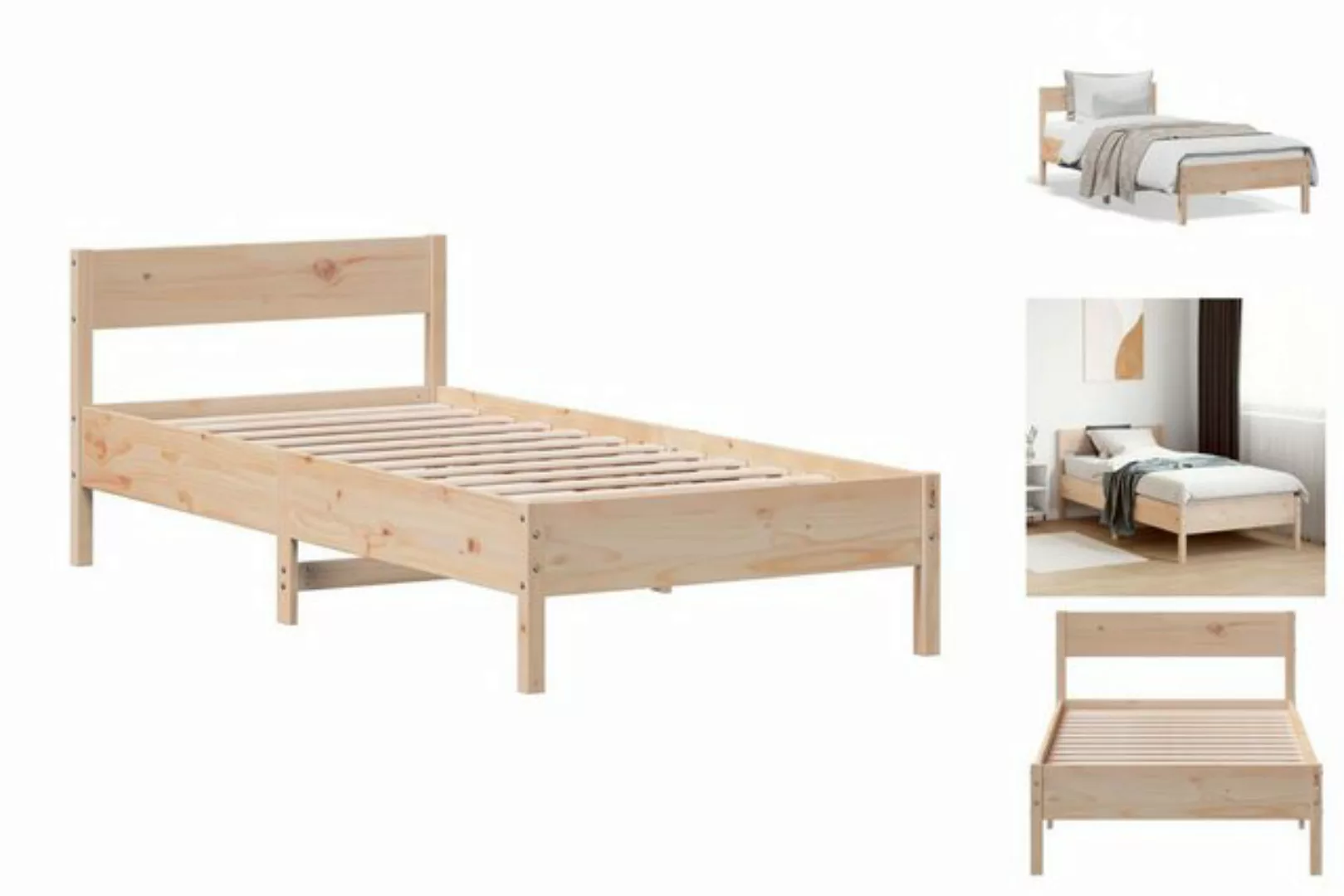 vidaXL Bettgestell Massivholzbett mit Kopfteil 90x200 cm Kiefer Bett Bettge günstig online kaufen