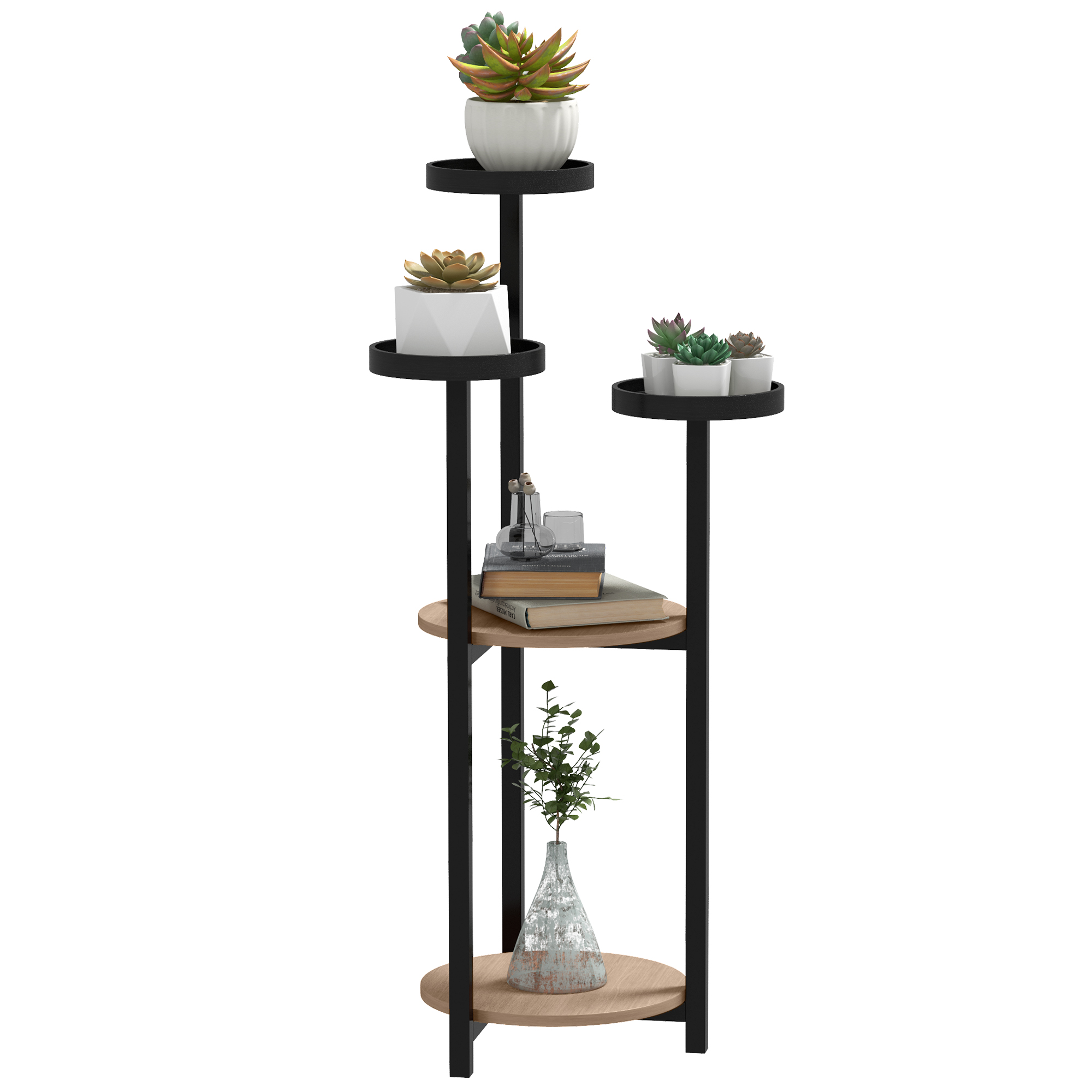 Outsunny Plant Stand Pedestal Wooden Plant Stand Round Flower Stands Flower günstig online kaufen