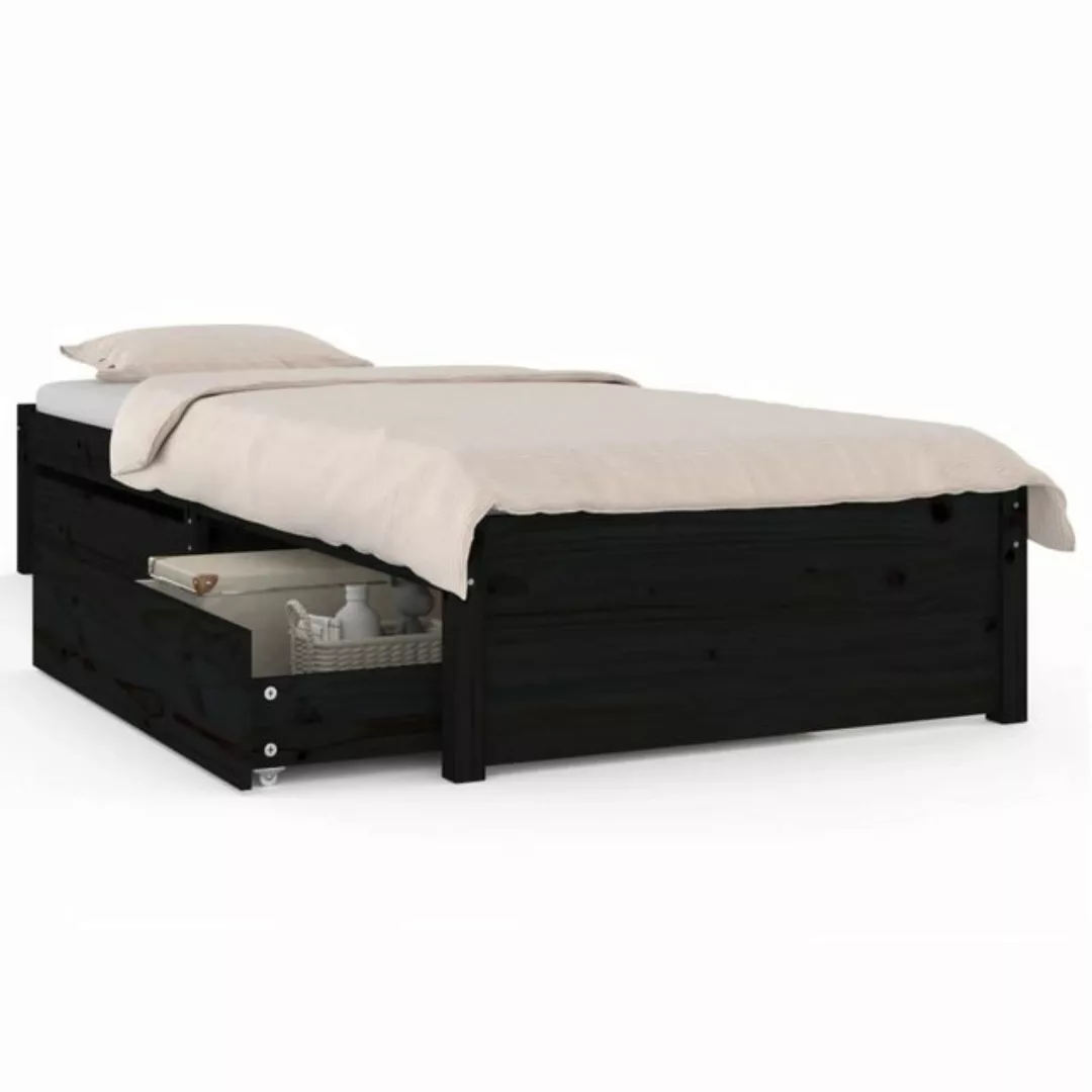 furnicato Bett mit Schubladen Schwarz 90x190 cm günstig online kaufen