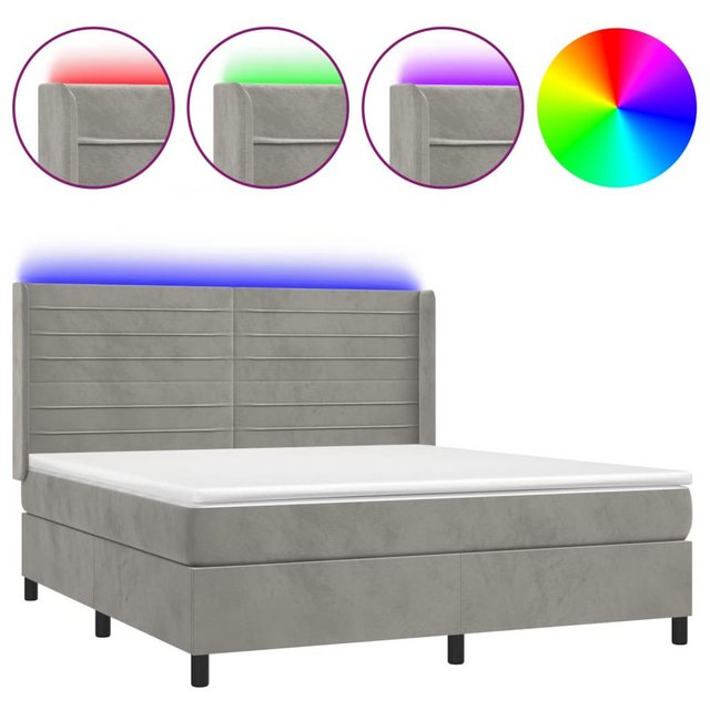 vidaXL Boxspringbett Boxspringbett mit Matratze und LED Samt (180 x 200 cm, günstig online kaufen