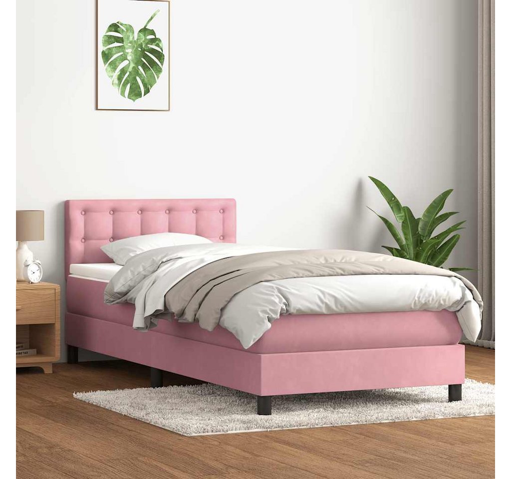 vidaXL Boxspringbett, Boxspringbett mit Matratze Rosa 90x220 cm Samt günstig online kaufen