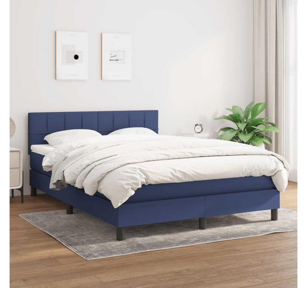 vidaXL Boxspringbett Boxspringbett mit Matratze Blau 140x200 cm Stoff Bett günstig online kaufen