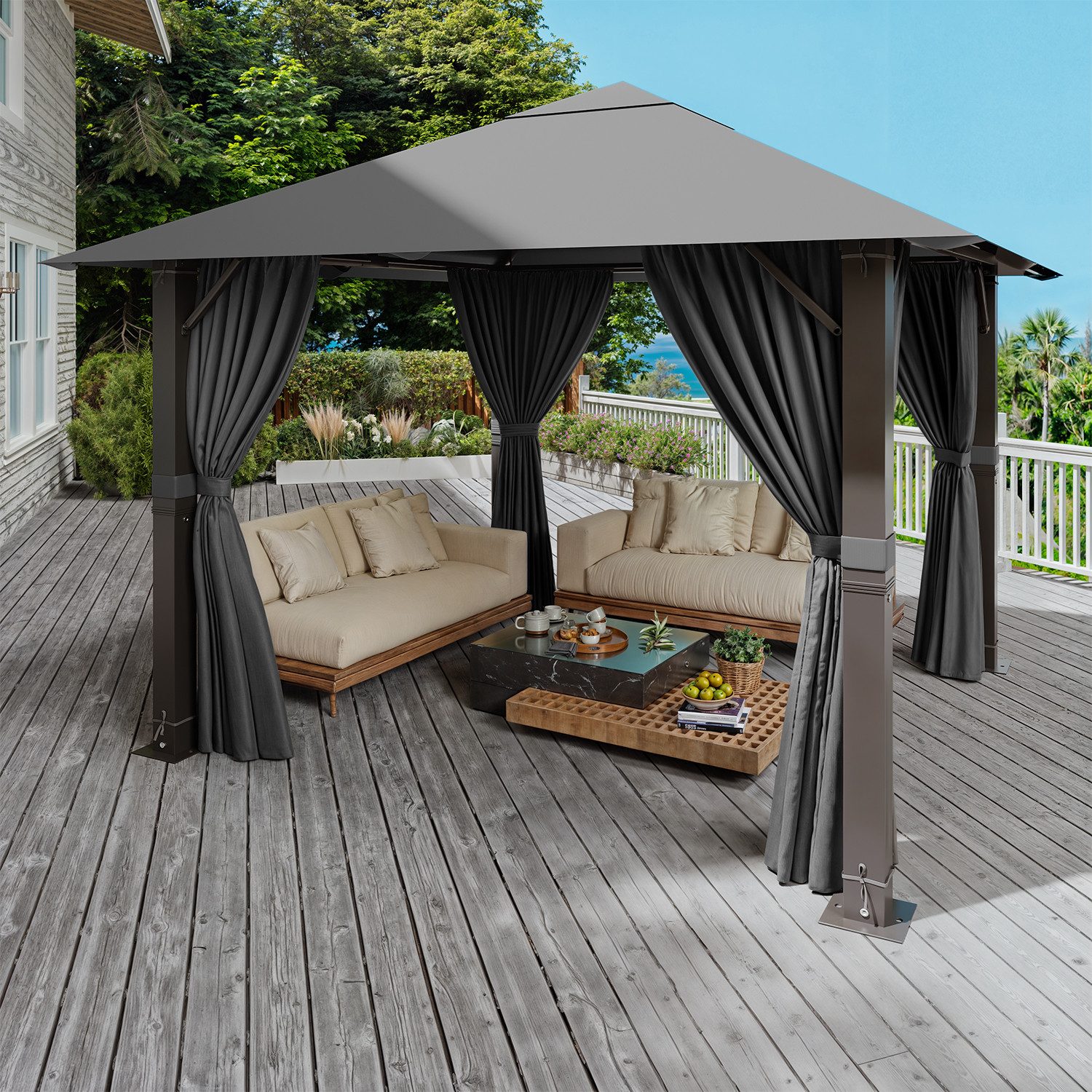 GUNJI Pavillon Großes 3*3/3/3/4M wasserdichtes Gartenzelt günstig online kaufen