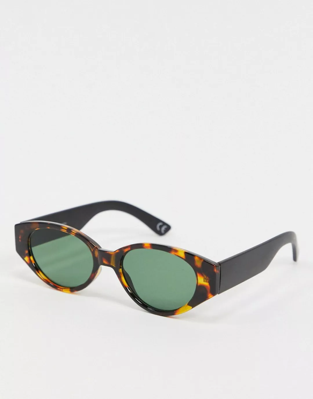 ASOS DESIGN – Ovale Sonnenbrille aus Schildpatt mit mattschwarzen Armen-Bra günstig online kaufen