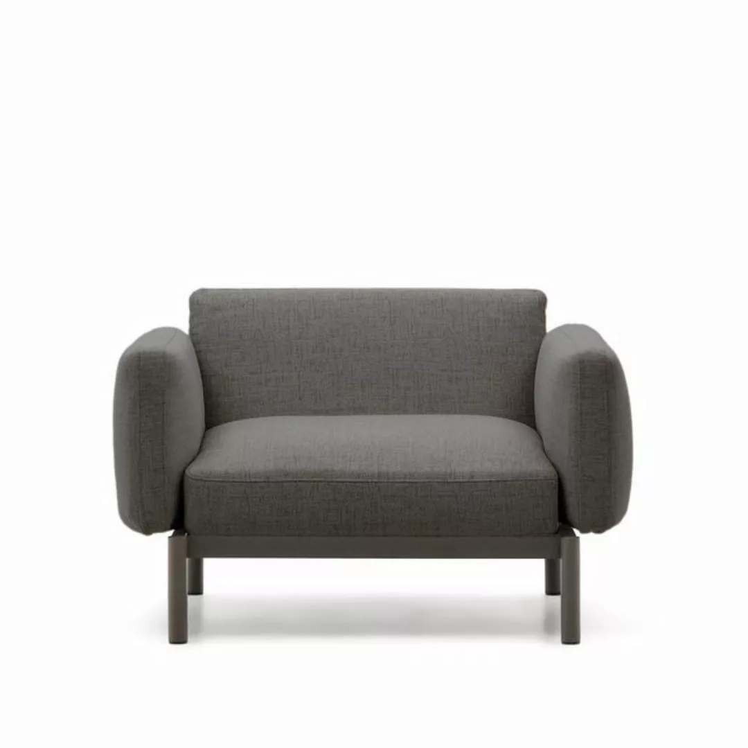Natur24 Sofa Outdoor-Sessel Sorells 116,5 x 73 x 104 cm Aluminium Grau günstig online kaufen