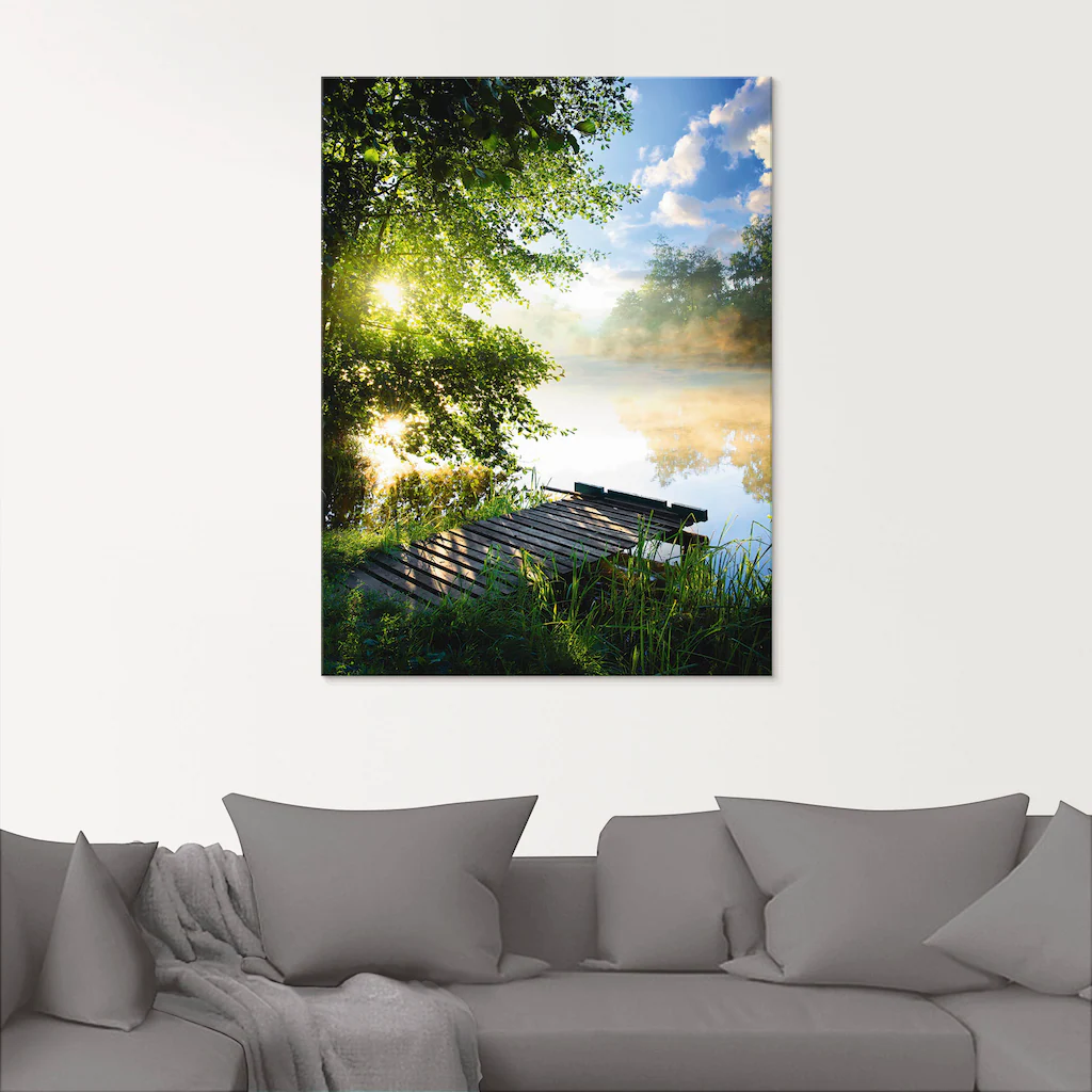 Artland Glasbild "Angelsteg am Morgen", Gewässer, (1 St.), in verschiedenen günstig online kaufen