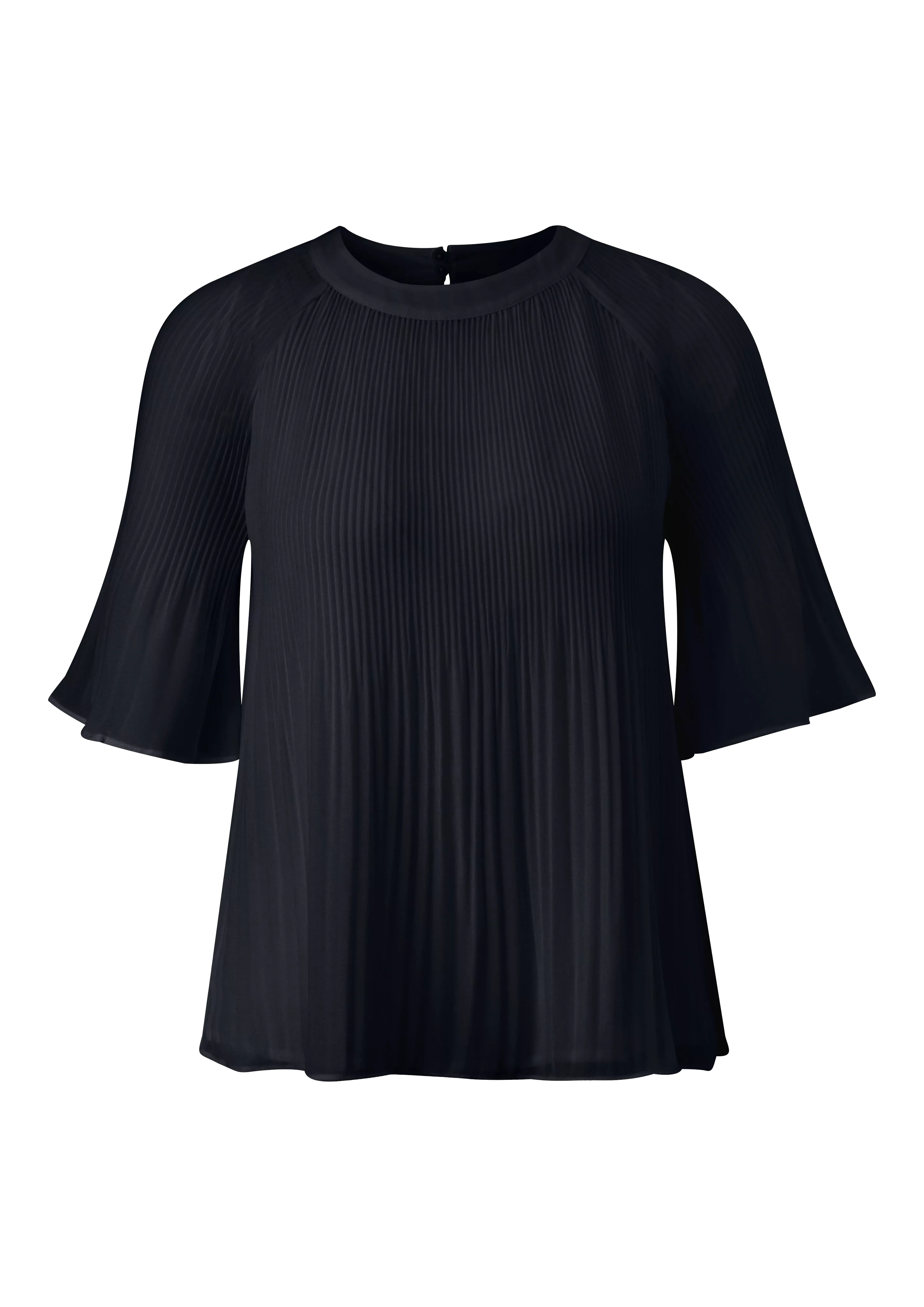 s.Oliver BLACK LABEL Kurzarmbluse - festliche Plissee Bluse - lockere Somme günstig online kaufen