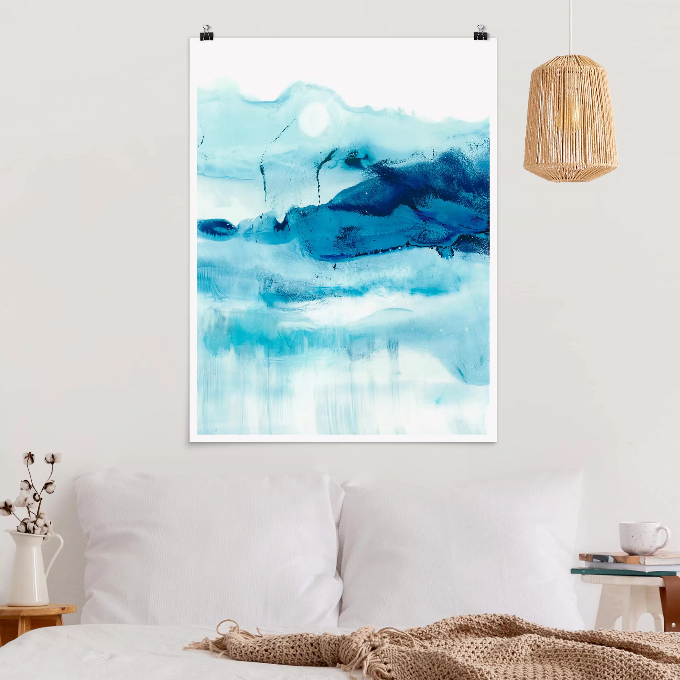 Poster Abstrakt - Hochformat Blaue Strömung I günstig online kaufen
