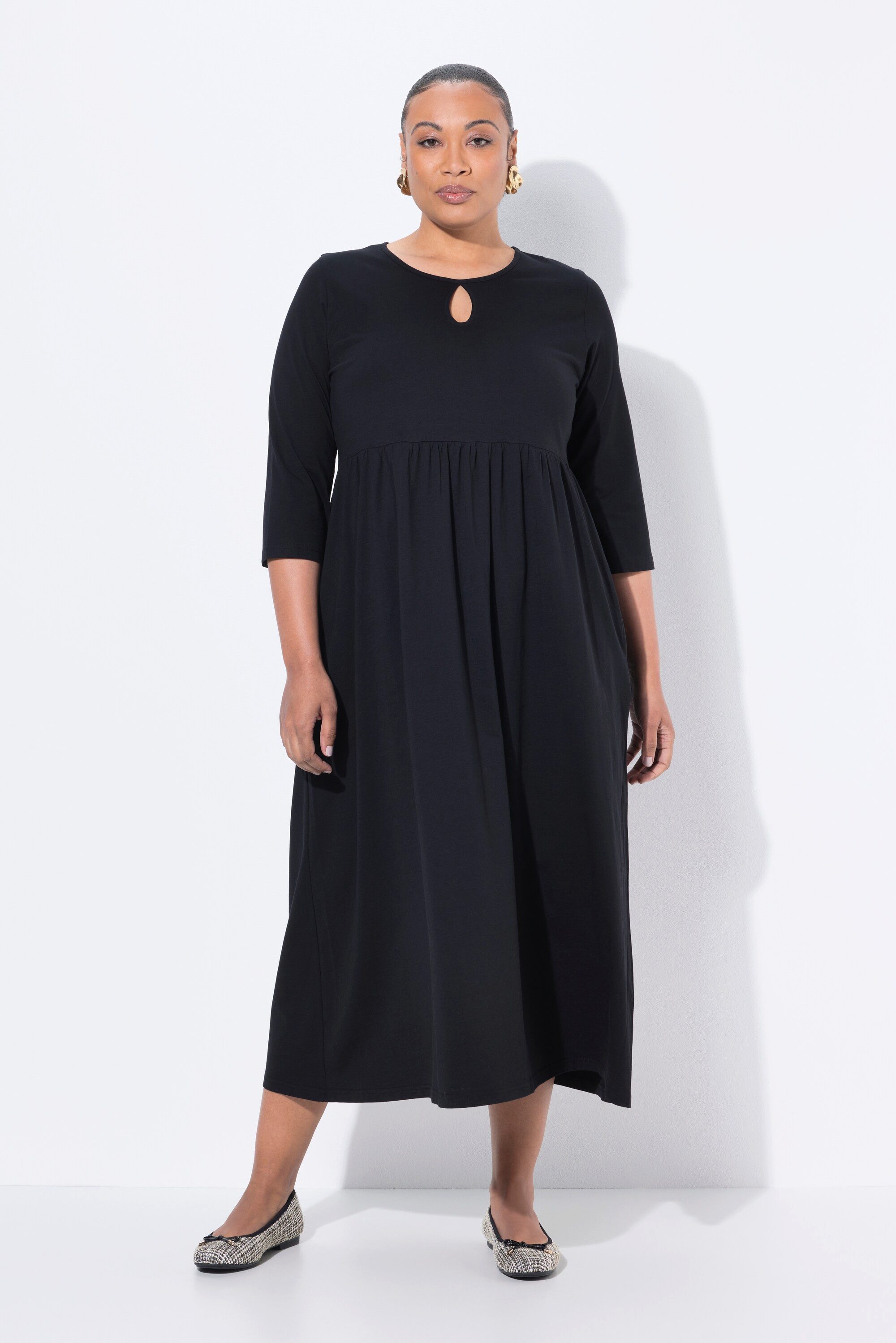 Ulla Popken Maxikleid Jersey-Maxikleid Rundhals Keyhole günstig online kaufen