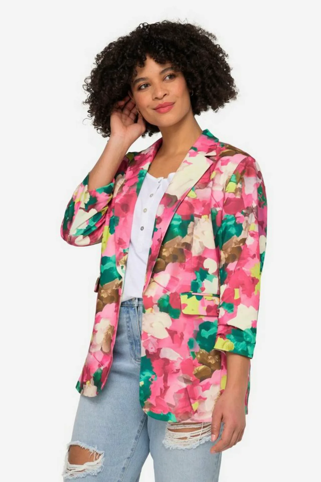 Angel of Style Blusenblazer Blazer offene Form Blütendruck Reverskragen günstig online kaufen