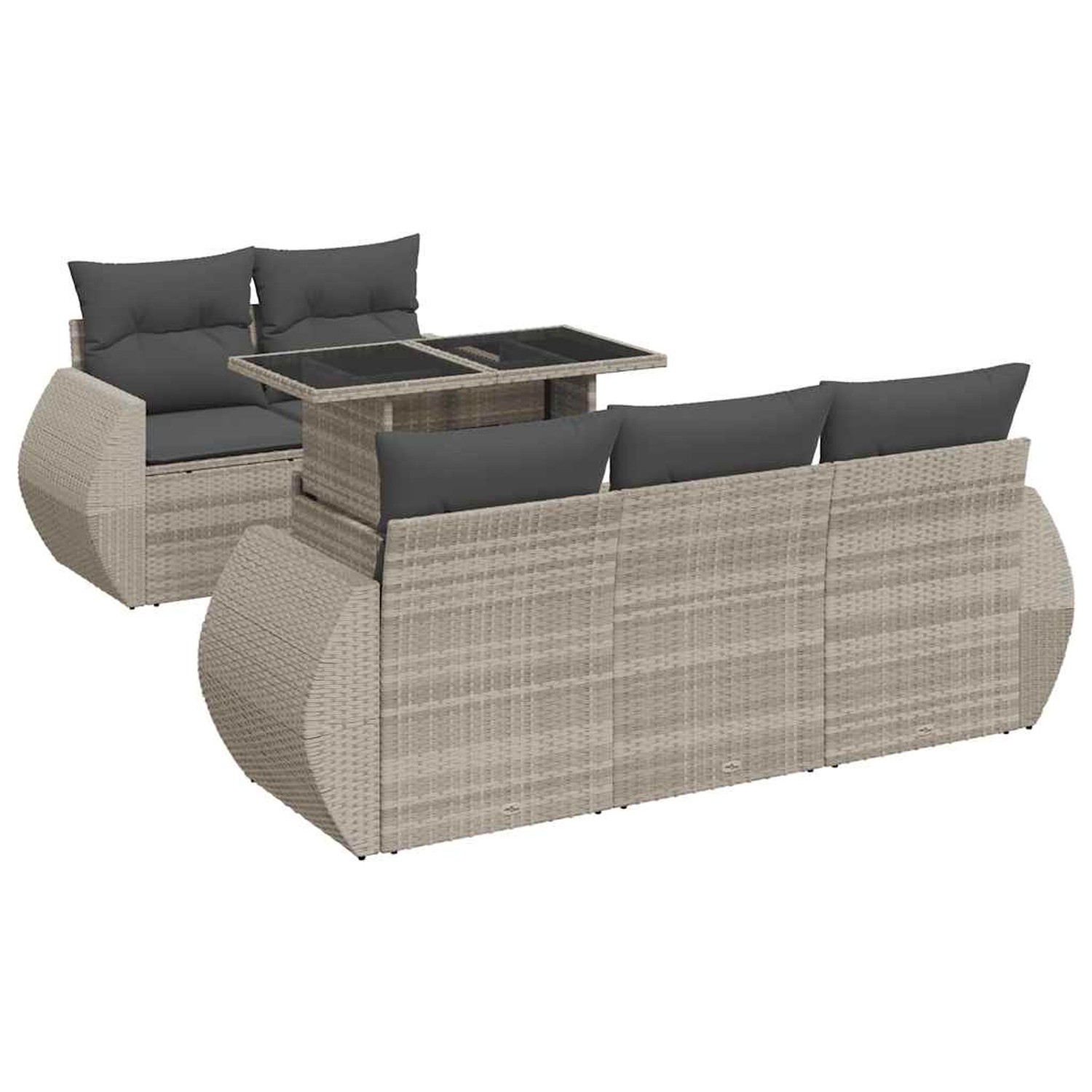 vidaXL 6-Tlg Garten-Sofagarnitur mit Kissen Hellgrau Poly Rattan 3326573 günstig online kaufen