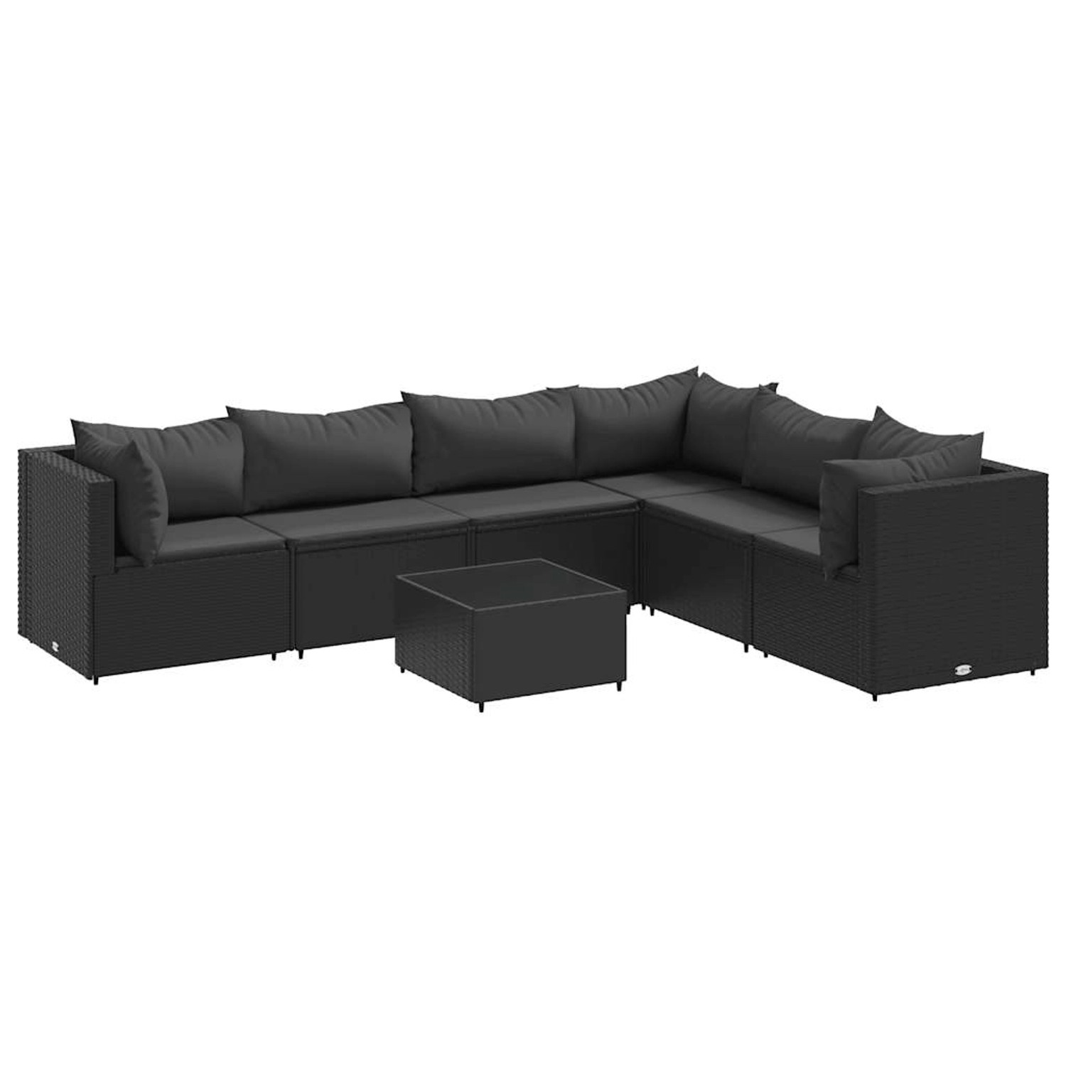 vidaXL 7-tlg Garten-Lounge-Set mit Kissen Schwarz Poly Rattan Modell 33 günstig online kaufen