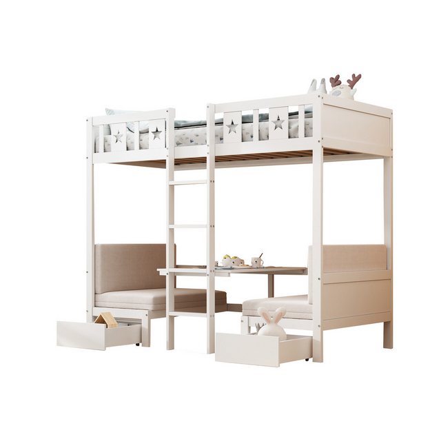 REDOM Etagenbett Kinderbett Einzelbett Hochbett, Bett/Schreibtisch 2 in 1 ( günstig online kaufen