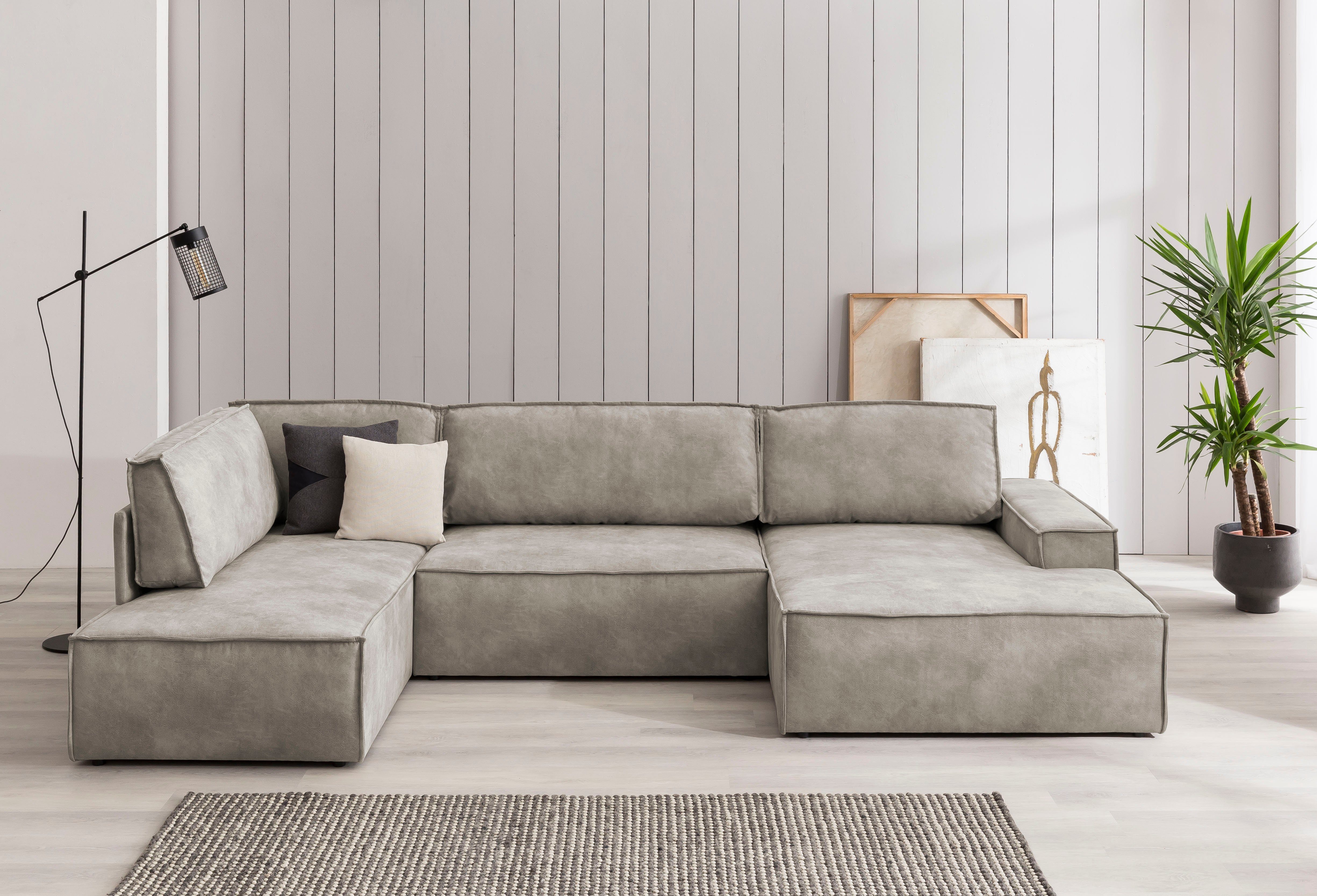 Home affaire Wohnlandschaft "SHERWOOD 329 cm, U-Form, Schlafsofa,", Schlaff günstig online kaufen