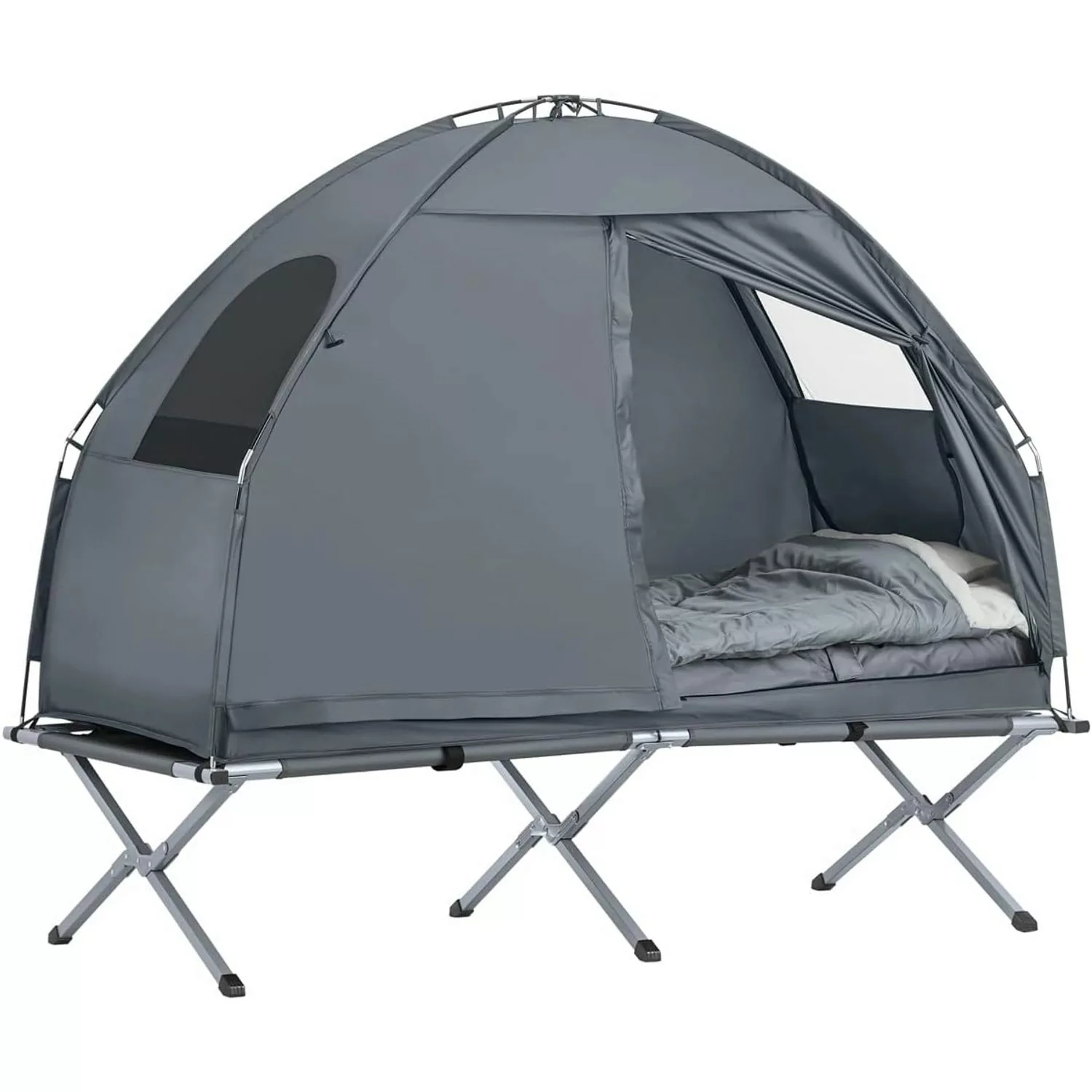 SoBuy 4in1-Zelt mit Campingliege Metall Oxford-Nylon Grau OGS32-HG günstig online kaufen