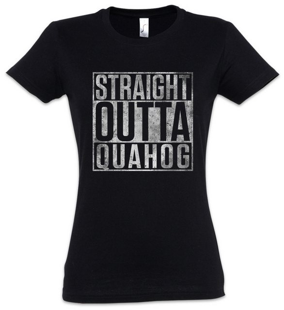 Urban Backwoods Print-Shirt Straight Outta Quahog Damen T-Shirt Family Fun günstig online kaufen