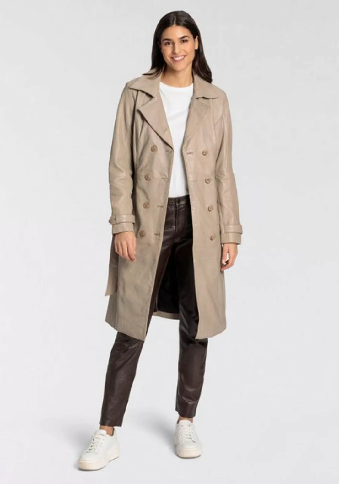 Mauritius Ledermantel GWTaruh OT (2-tlg) femininer Leder-Trenchcoat mit Bin günstig online kaufen