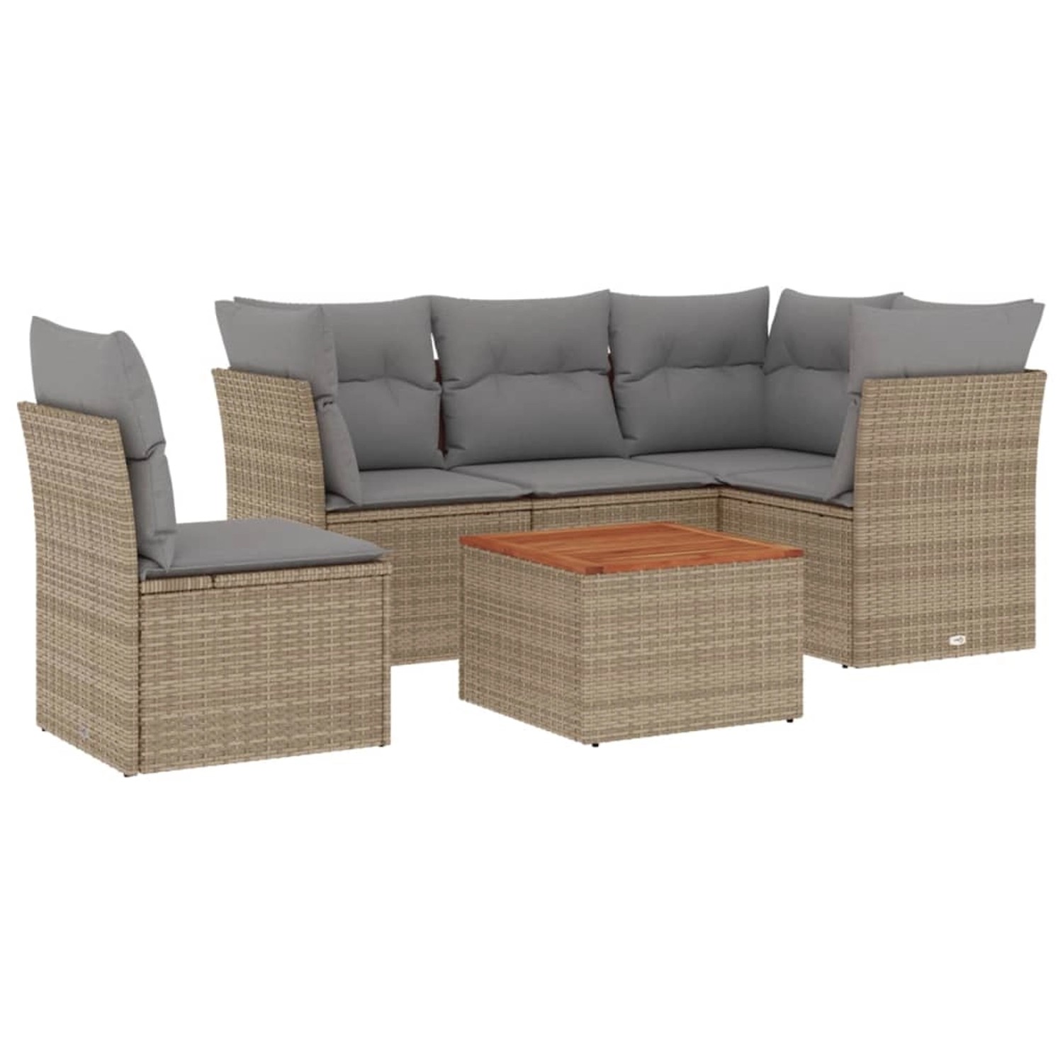 vidaXL 6-tlg Garten-Sofagarnitur mit Kissen Beige Poly Rattan Modell 153 günstig online kaufen