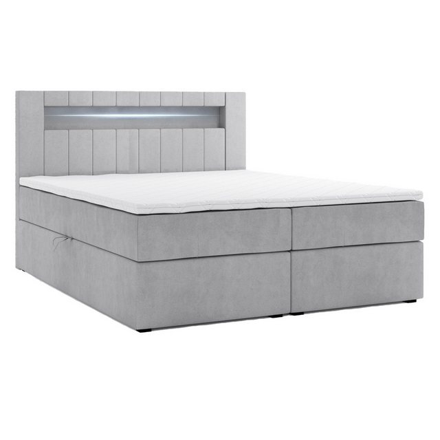 M-Punkt24 Boxspringbett Kuba (180 x 200 cm, Grau, LED Beleuchtung, VISCO Sc günstig online kaufen