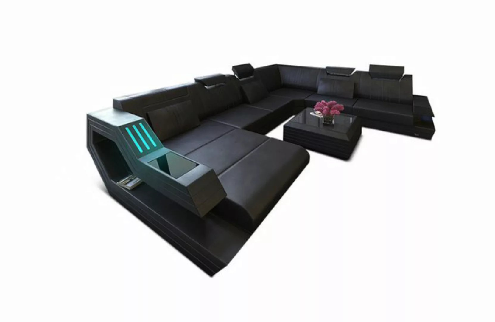 Sofa Dreams Wohnlandschaft Sofa Leder Ledercouch Ravenna XXL U Form Lederso günstig online kaufen