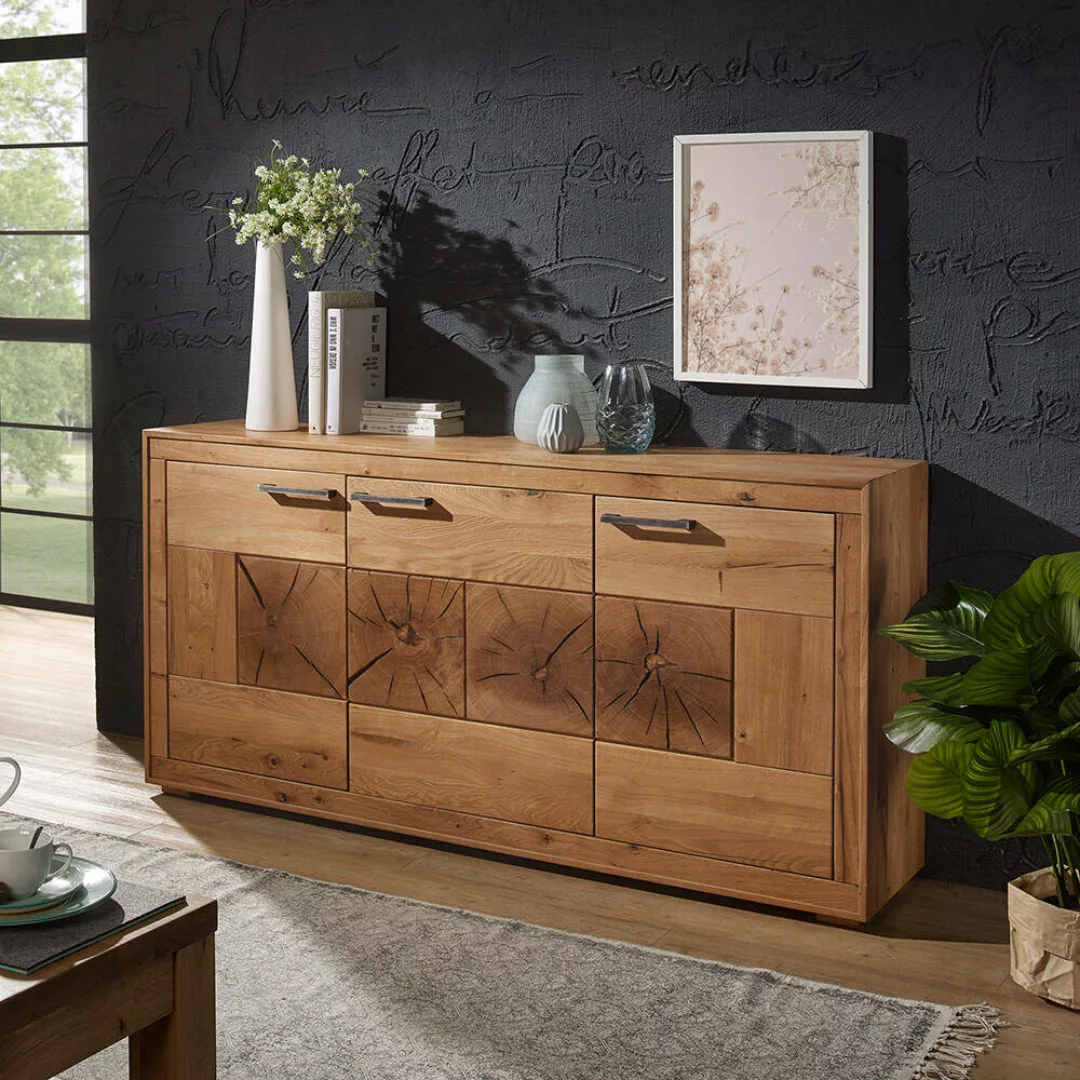 Sideboard 3-türig, Wildeiche massiv geölt, montiert, WINNIPEG-69 günstig online kaufen