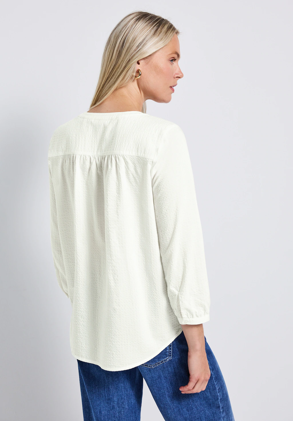 STREET ONE Langarmbluse, mit gestreiftem Seersucker-Look günstig online kaufen
