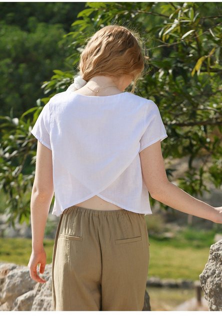 RUZU UG Blusentop Shirtbluse Kurzarm-Pulloveroberteil Damen Schlitz günstig online kaufen