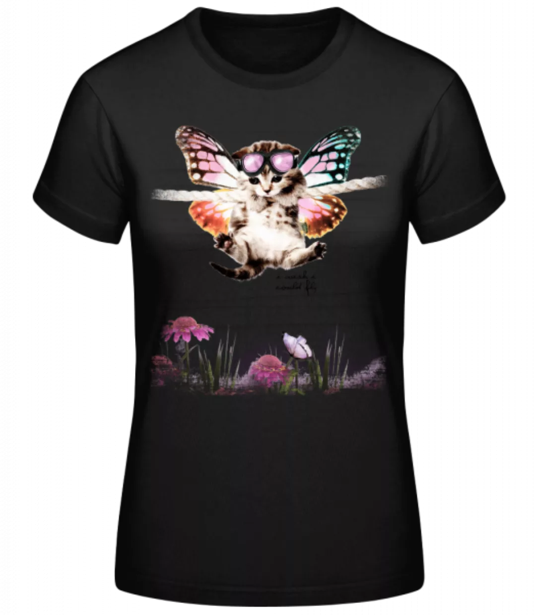 Katze Schmetterling · Frauen Basic T-Shirt günstig online kaufen