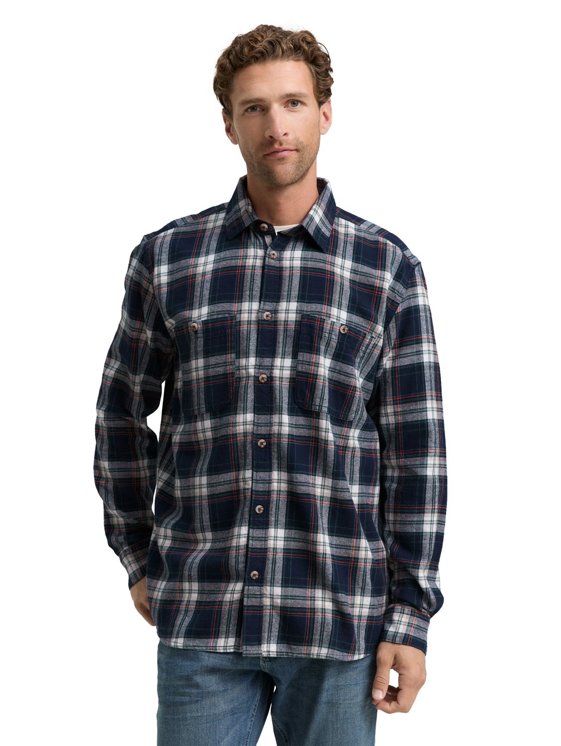 Tom Tailor Herren Freizeithemd COMFORT CHECKED SHIRT - Relaxed Fit günstig online kaufen