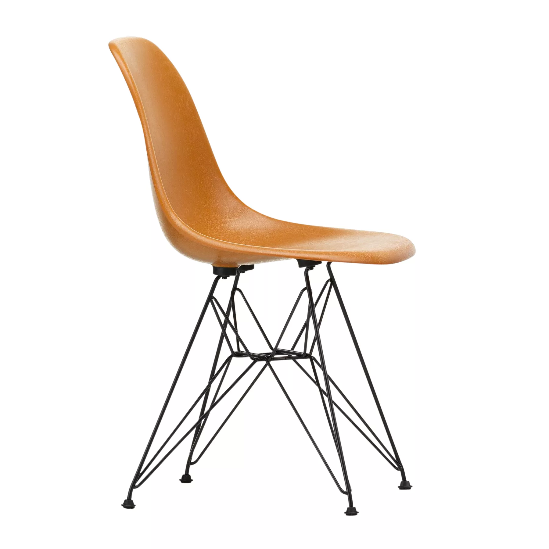 Vitra - Eames Fiberglass Side Chair DSR Gestell schwarz - ocker dunkel/Sitz günstig online kaufen