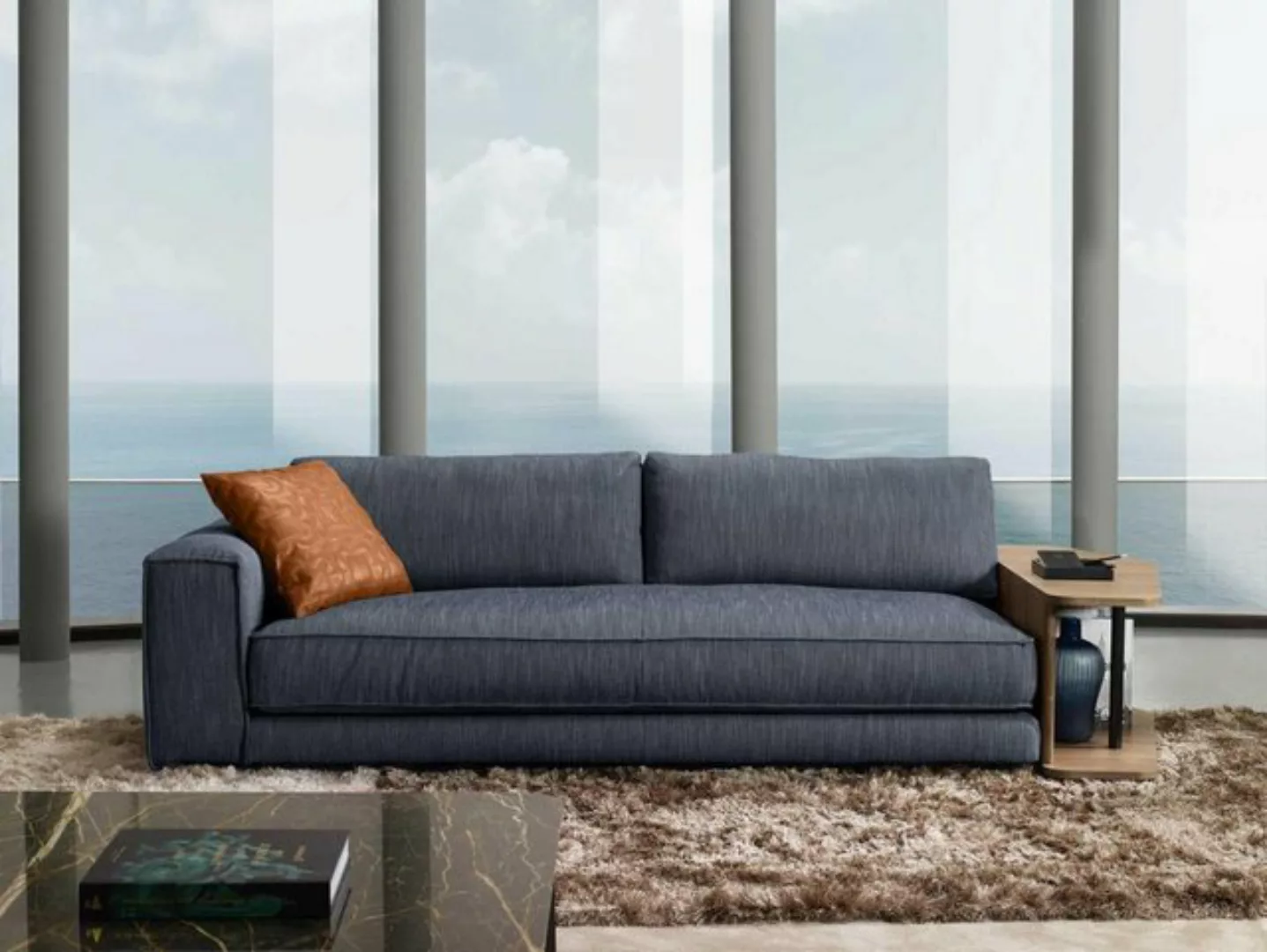 Xlmoebel Sofa Dreisitzer blau gepolstertes Sofa im Design von Prianera für günstig online kaufen